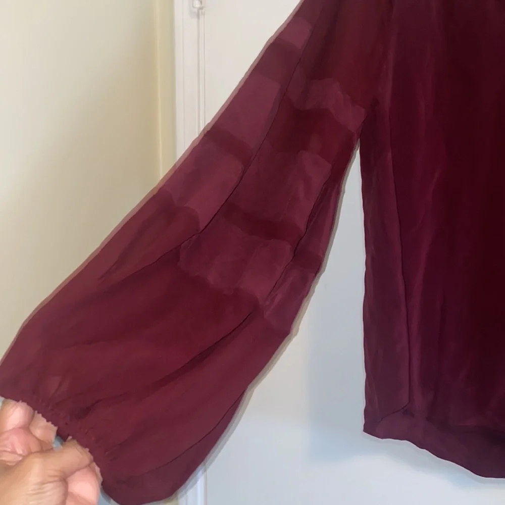 7 For All Mankind Balloon-Sleeve Silk Top - Picture 8 of 10